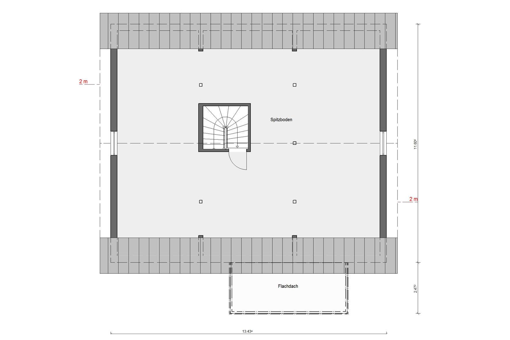 Grundriss Dachgeschoss  E 15-263.2 Bungalow mit Obergeschoss 