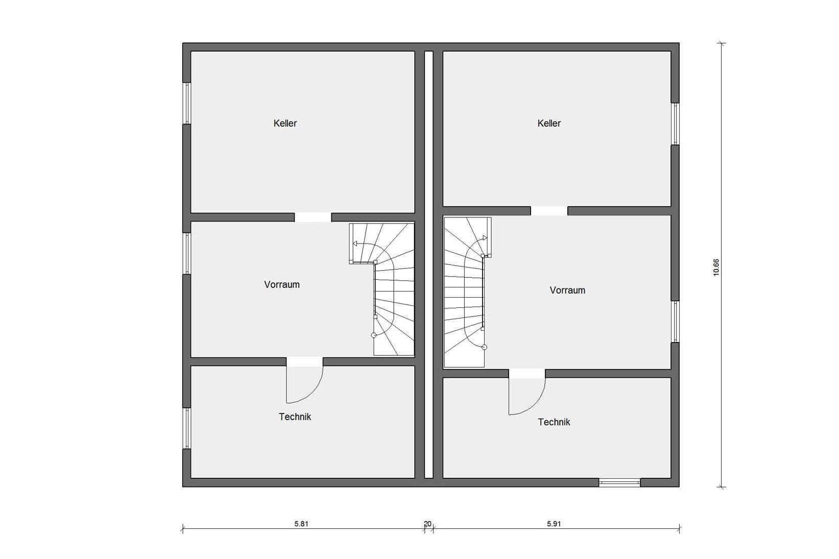 Plan d'étage cave D 15-106.1 / D 15-108.1 Petite maison jumelée