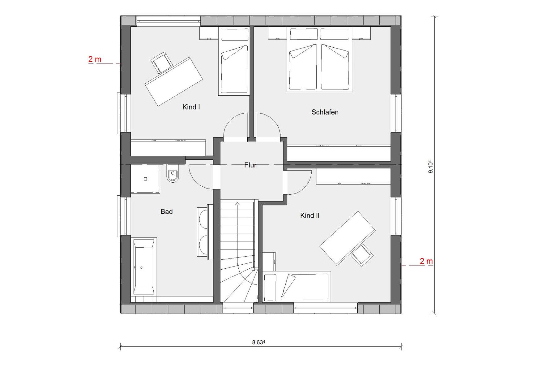 Pianta soffitta E 15-127.9 Moderna casa unifamiliare
