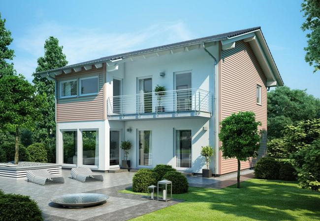 Maison préfabriquée avec façade en bois