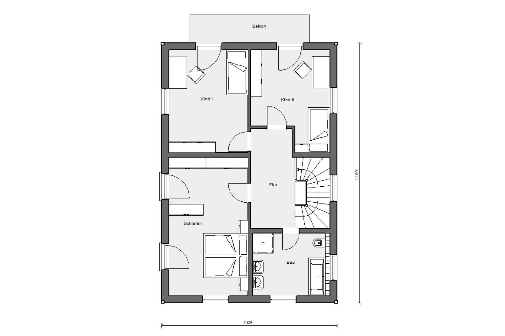 Grundriss Dachgeschoss E 20-149.3 Haus für schmale Grundstücke