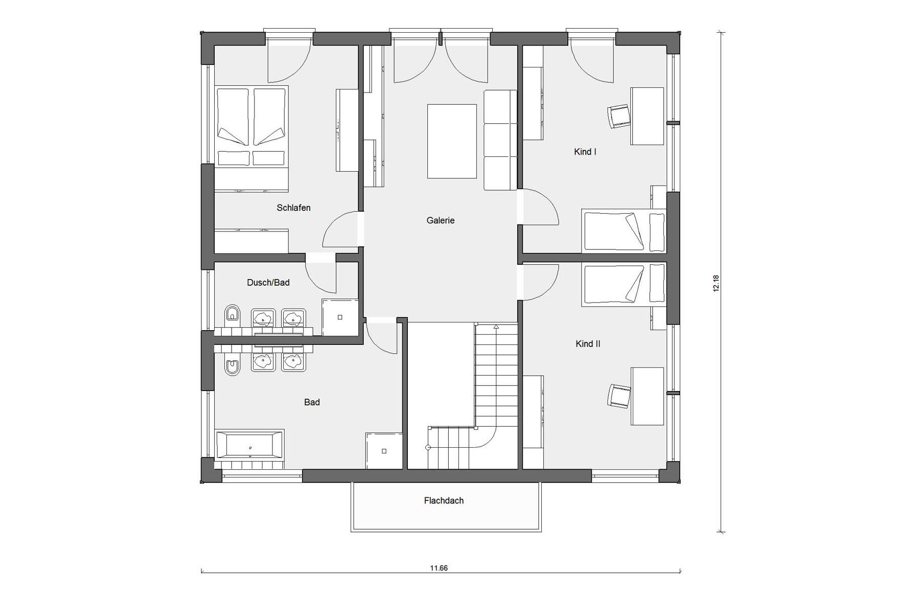 Pianta soffitta E 20-250.1 Casa con facciata lamellare